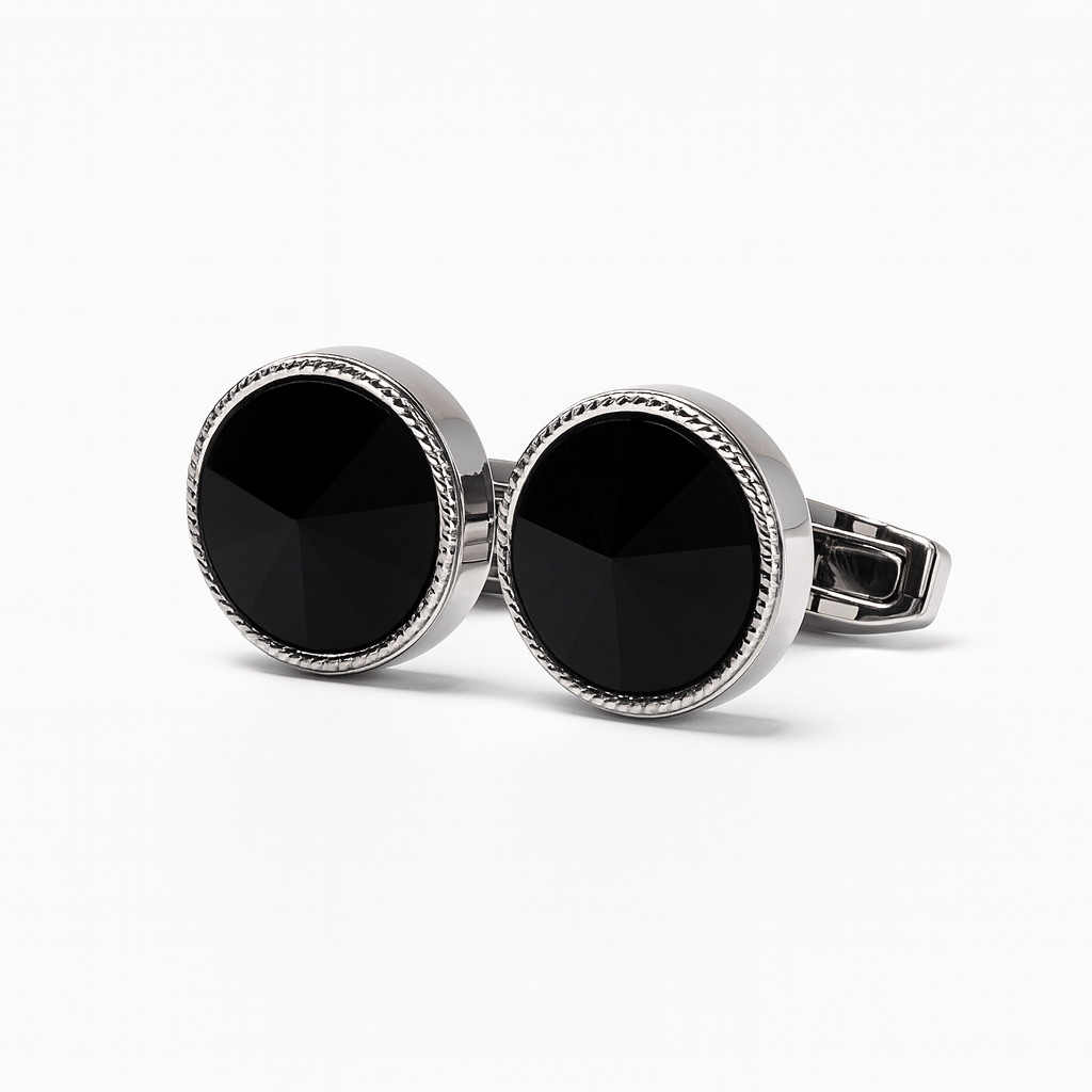 Black Onyx Style Round Cufflinks – Luxury Men’s Formal Jewelry - Andaaz Hub