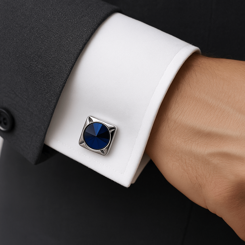 Royal Azure Silver Luxury Cufflinks - Andaaz Hub