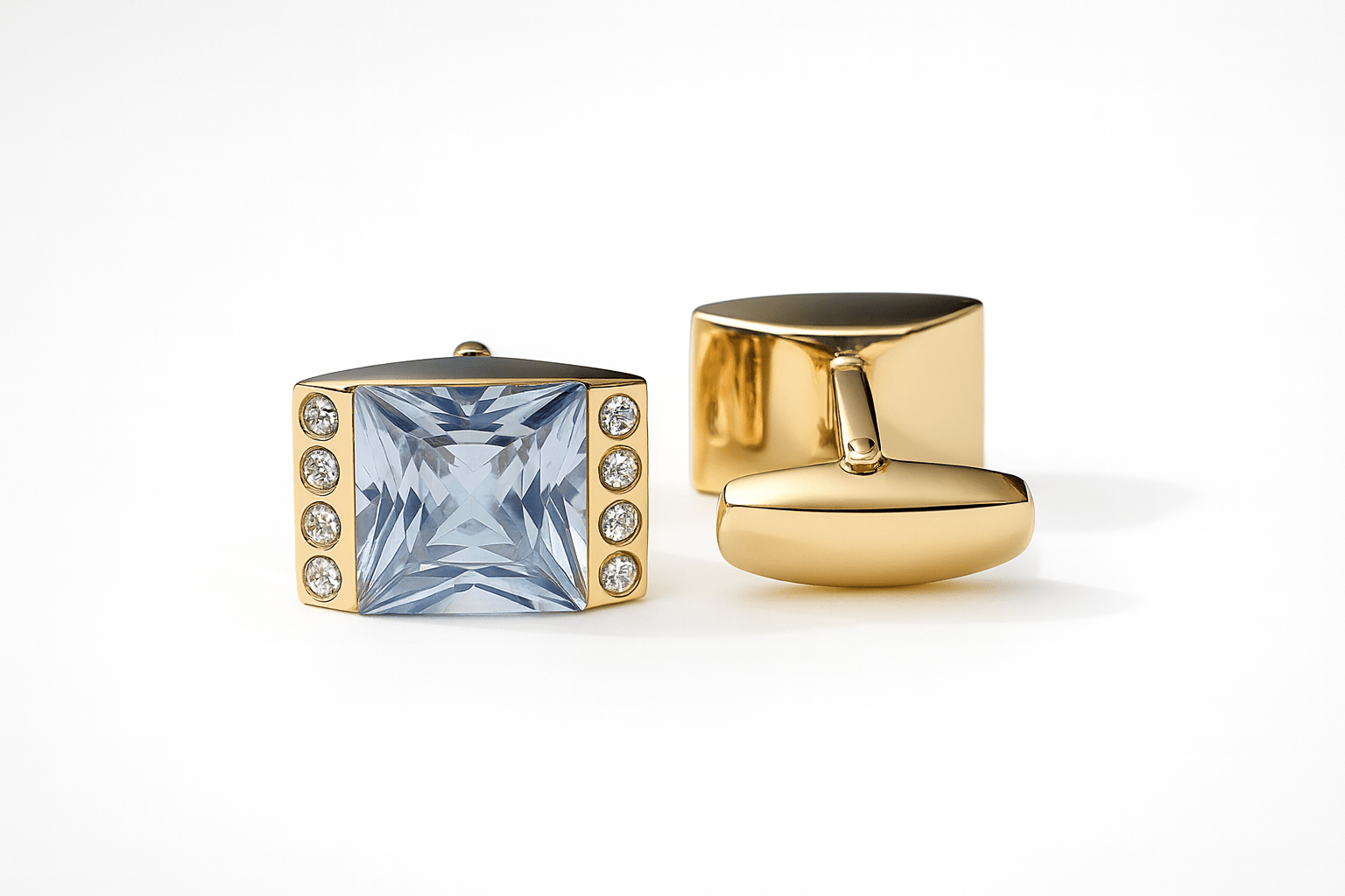 White Crystal Gold Prestige Cufflinks - Andaaz Hub